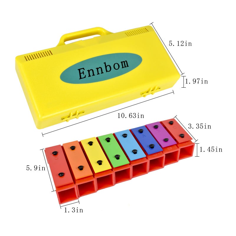 ENNBOM 8 Notes Chromatic Xylophone Glockenspiel Resonator Bells with Yellow Case - Image 4